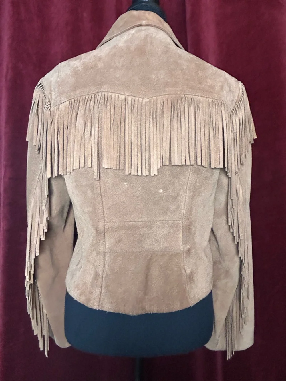 Suede Fringe Zip-Up Jacket in Tan - Picture 6 of 9
